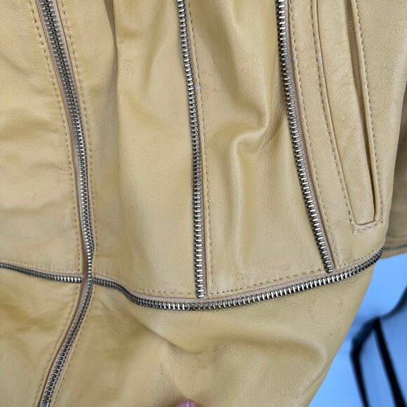 Vintage Bradley Bayou Butter Yellow Leather Jacket with Zipper‎ accents Size S - Picture 8 of 14